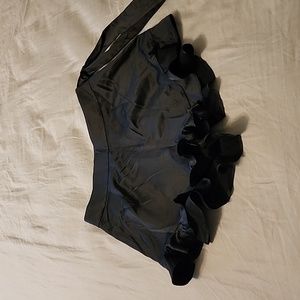 Black Satin-look Ruffle Shorts